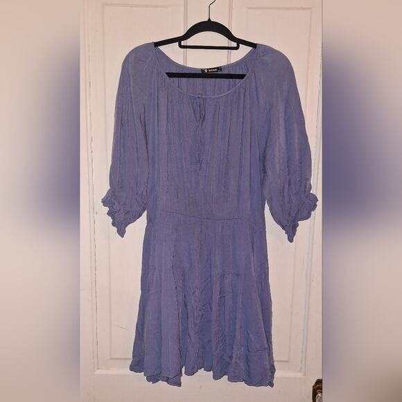 BTFBM Women's Size XL Blue Tiered Dress Cottagecore Prairie Chambray Style - Picture 1 of 5